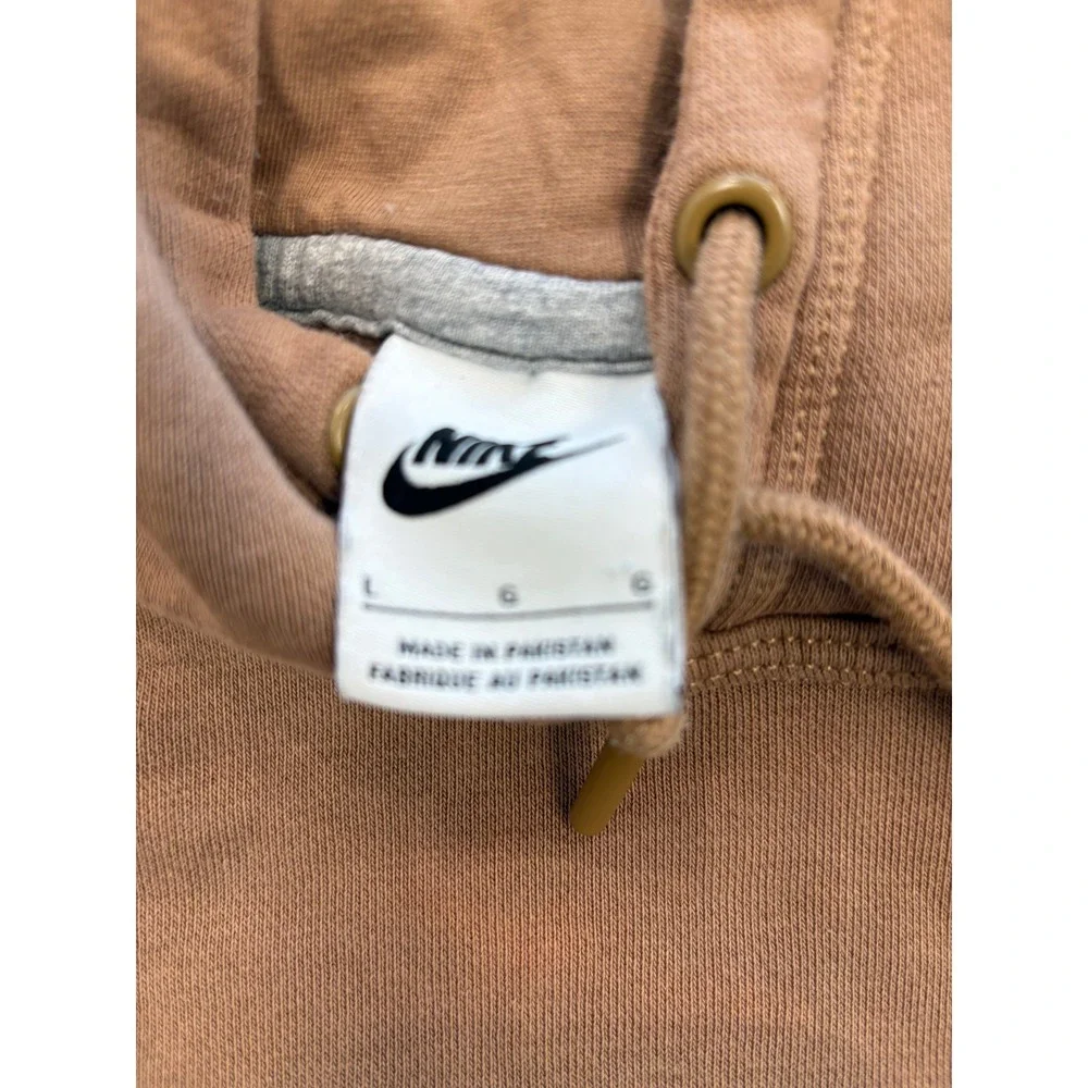 Nike Mini Swoosh Pullover Hoodie Womens Large Beige Brown Sweatshirt